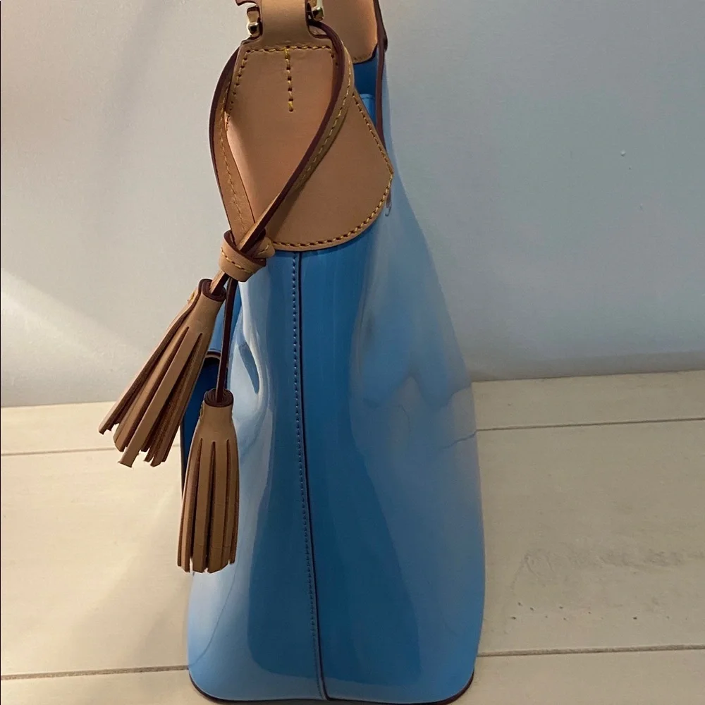 Dooney & Bourke Hobo Shoulder Bag Denim Blue Patent Leather New - Picture 5 of 15